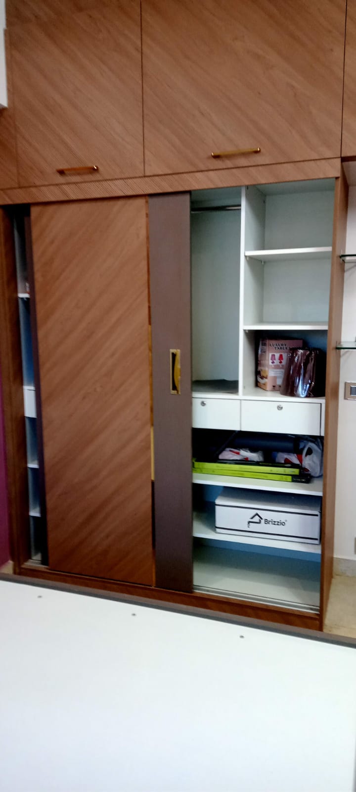 Apartment Entrance Safety Door with Backlit CNC Floral Jaali & Wood Rafters - Execution #